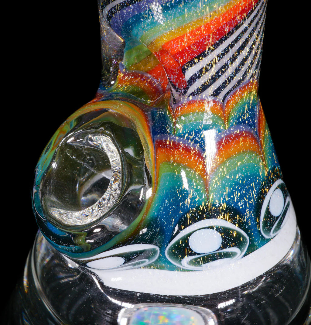 Rainbow Road Dot-Stacked Gold || Cultural Artifact Vessel || Inlayed XL Opal