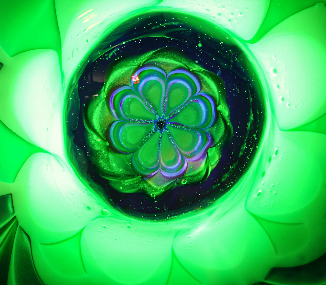 Glass Set Art Ware •Mandala Drinking Glass• 3 Piece Set • UV Reactive Uranium