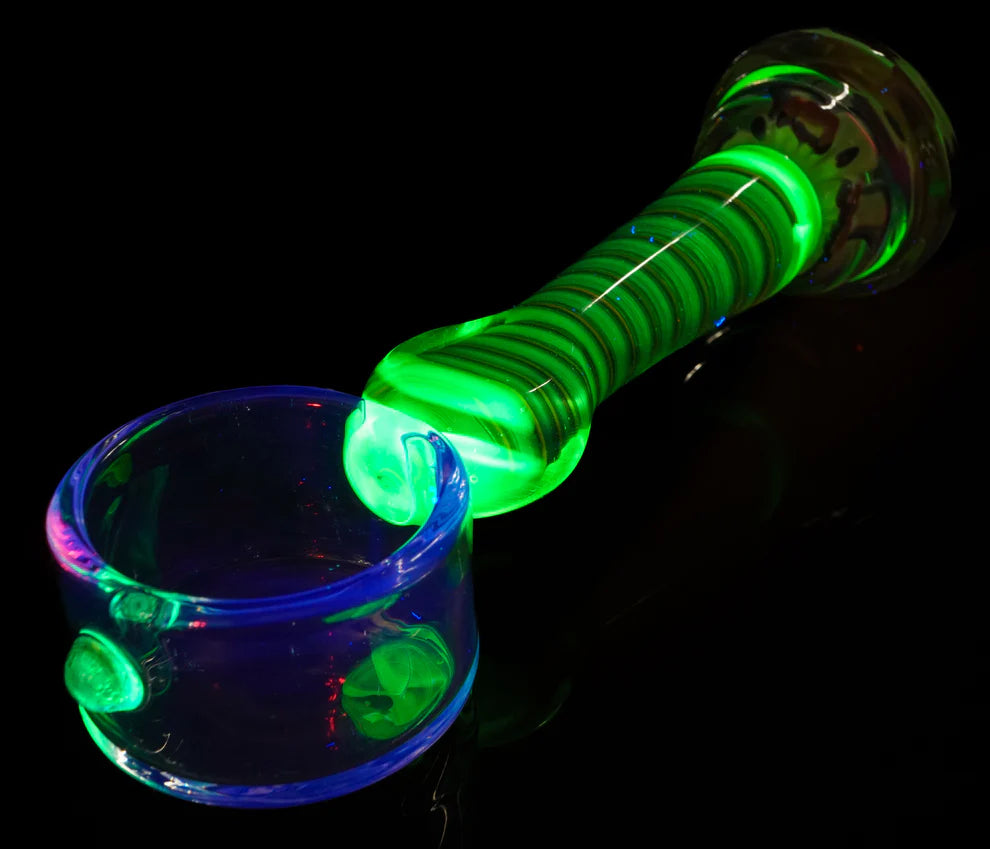 Maestro Espresso Scoop and Tamp Polar to Fire Line Wor Flower Implosion UV Reactive || Uranium Glass