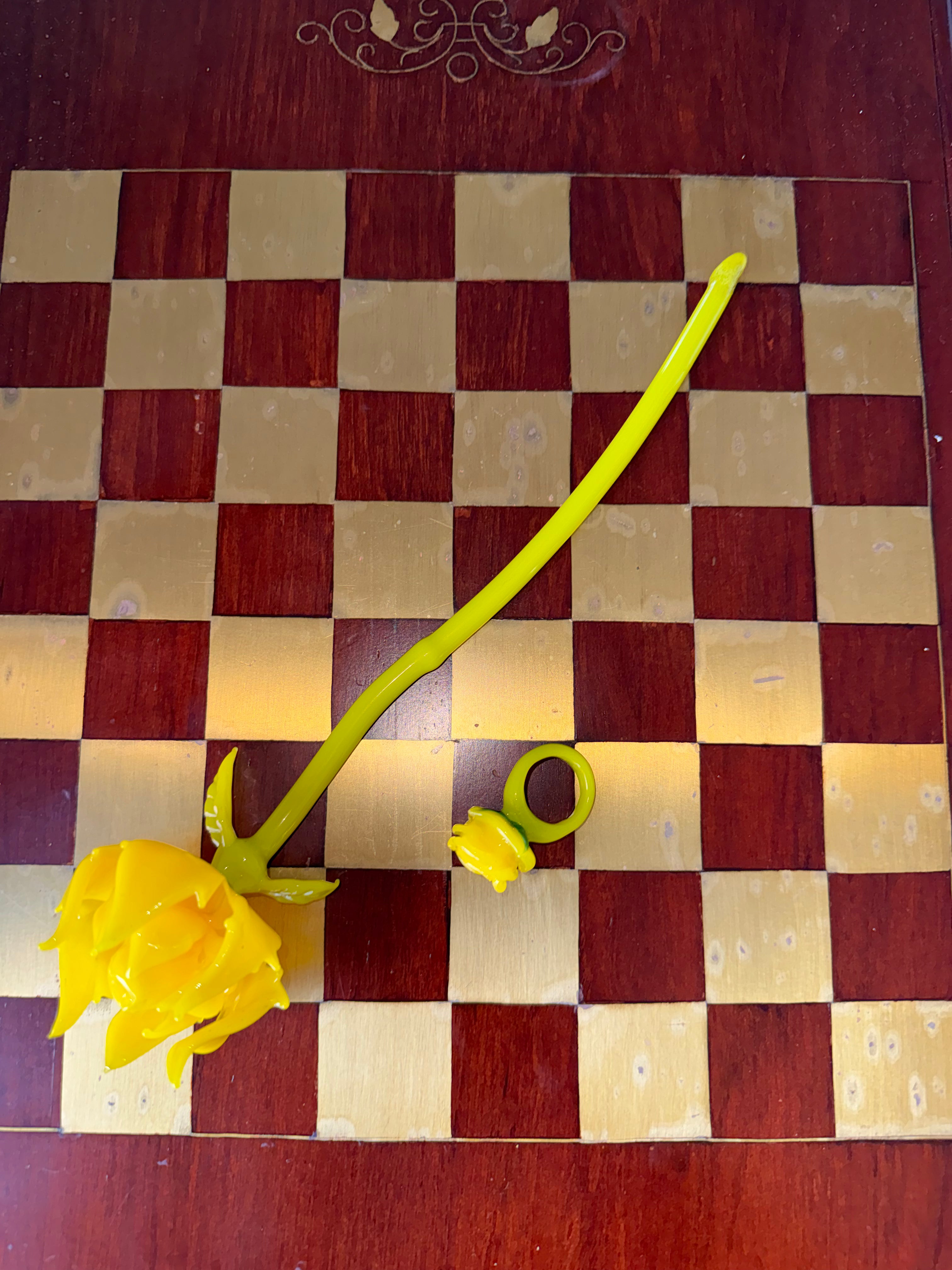 CANARY LEMON DROP GLASS FLOWER & MATCHING RING SET