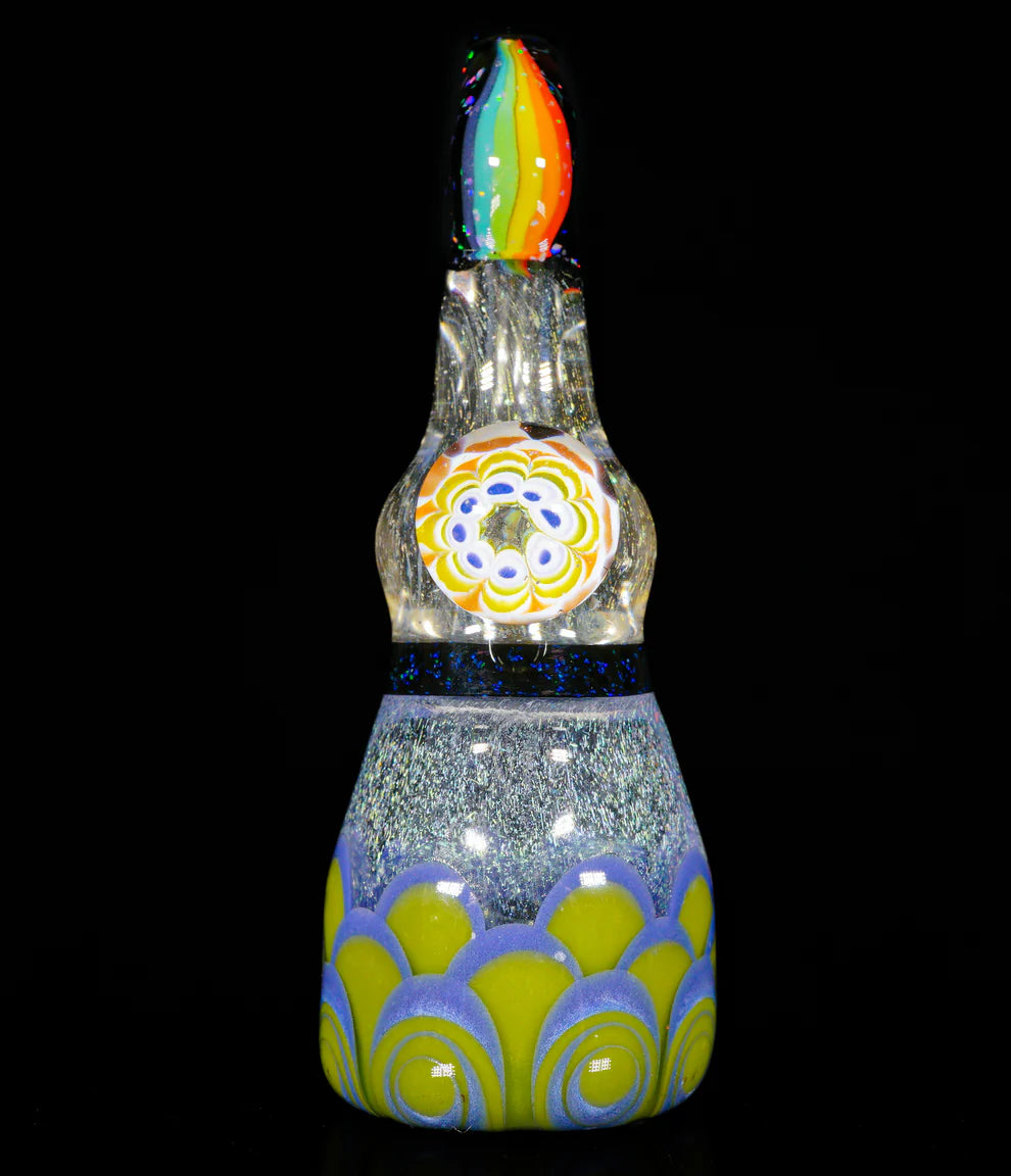 Metallic Roswell & Rainbow Pattern work with Inlayed AAA Opals and Dichro Overlay || Uranium Glass