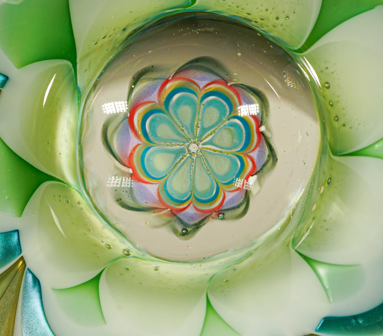 Glass Set Art Ware •Mandala Drinking Glass• 3 Piece Set • UV Reactive Uranium