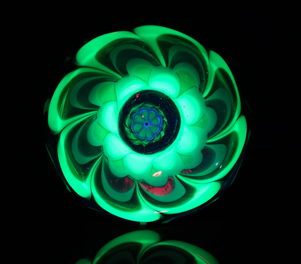 Glass Set Art Ware •Mandala Drinking Glass• 3 Piece Set • UV Reactive Uranium