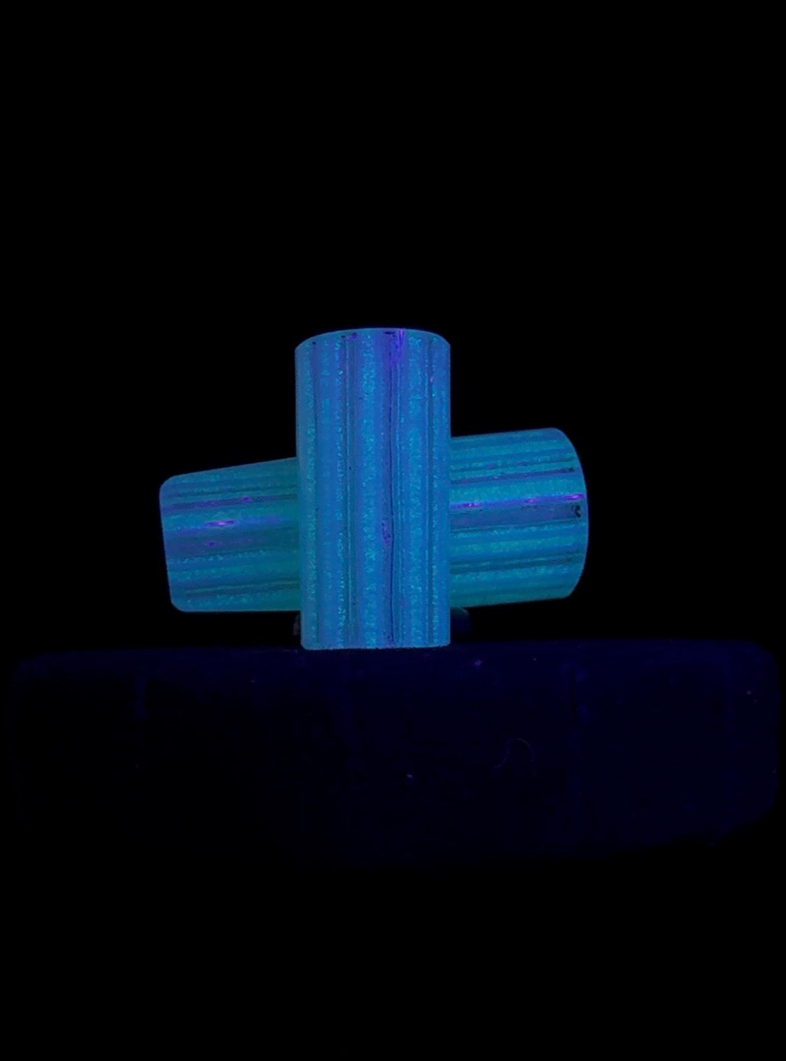 1 of 2 Exclusivly Paired 2 series High Lux Connoisseur Legacy 2 piece Set || #1) 9.5mm x 2mm Snub Nose I06 || #2) 13mm x 3cm High Lux Flat-Bill I08 || White Gold Aqua Glow GT-R.38 Exotic || One-of-One Original Hand Sculpted Geometric Glass Art WYG-I06-I08