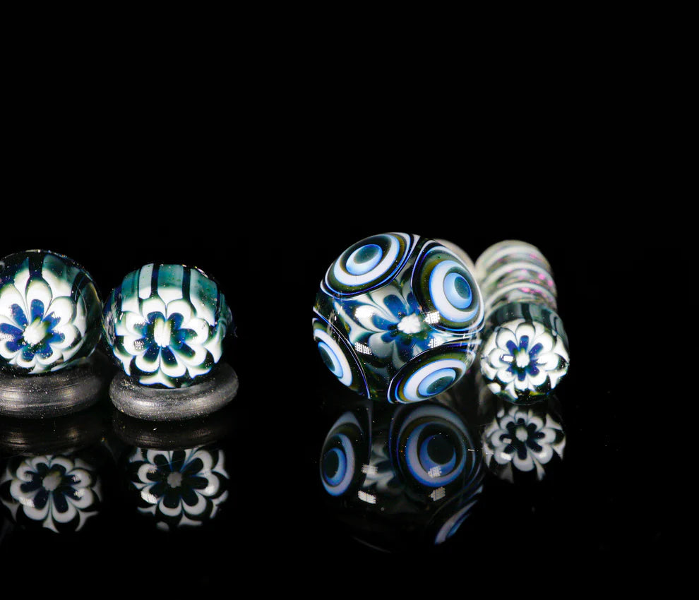 Master Marble 6 series || B&W Dot-stacked UV Reactive Uranium Glass||