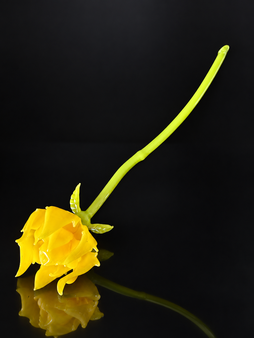 Canary yellow glass rose — original one-of-one botanical sculpture