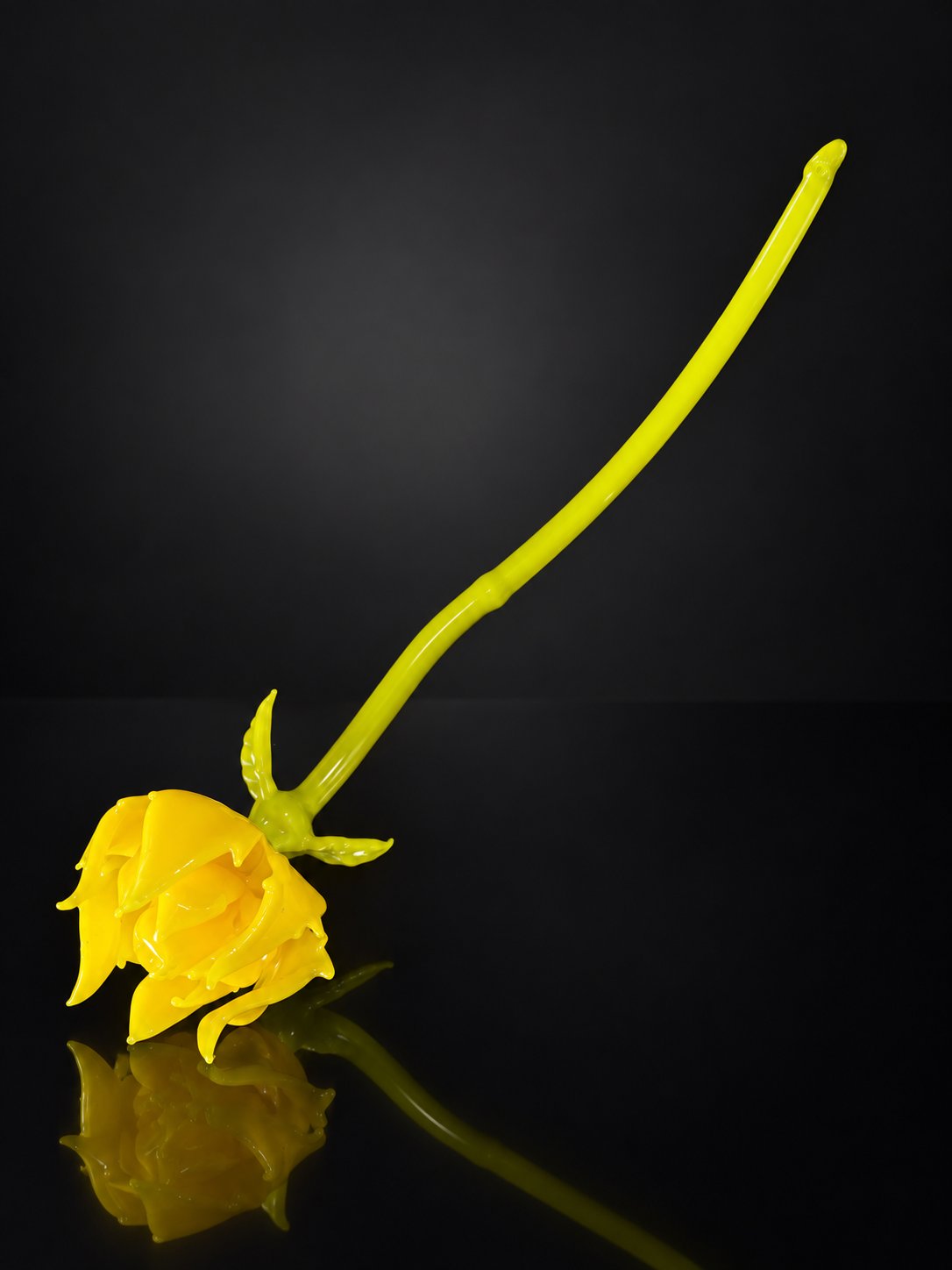 Canary yellow glass rose — original one-of-one botanical sculpture