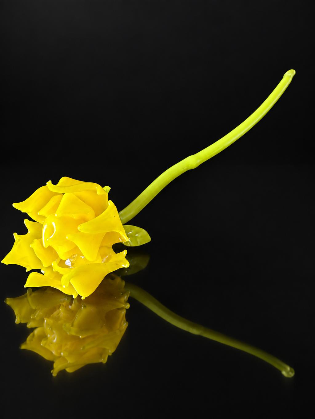 Canary yellow glass rose — original one-of-one botanical sculpture