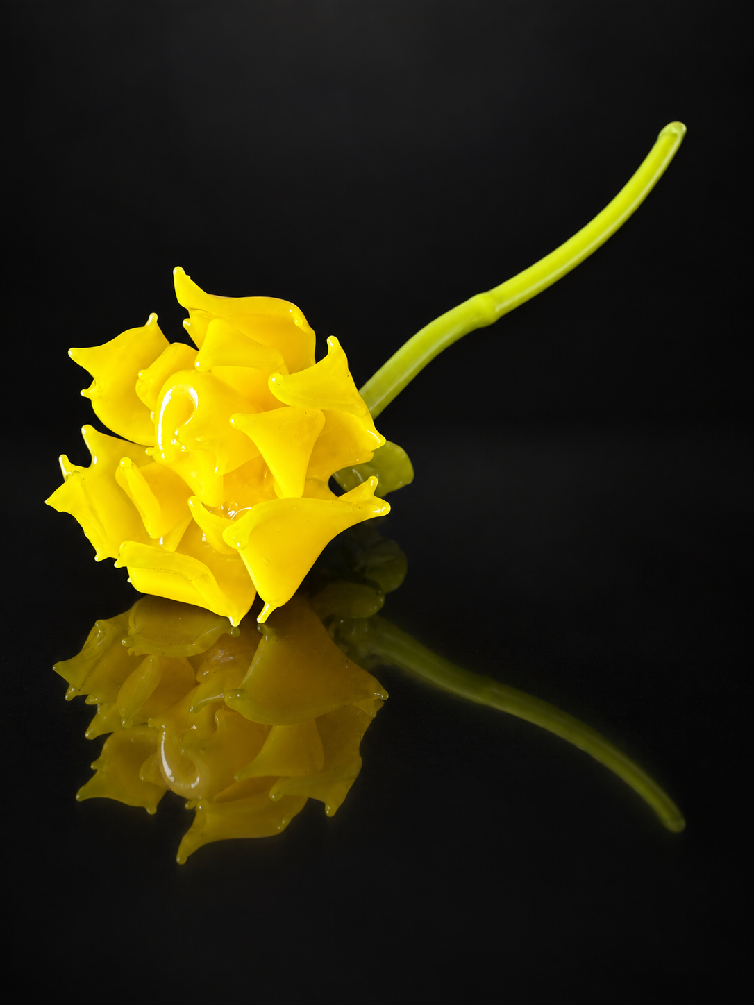 Canary yellow glass rose — original one-of-one botanical sculpture